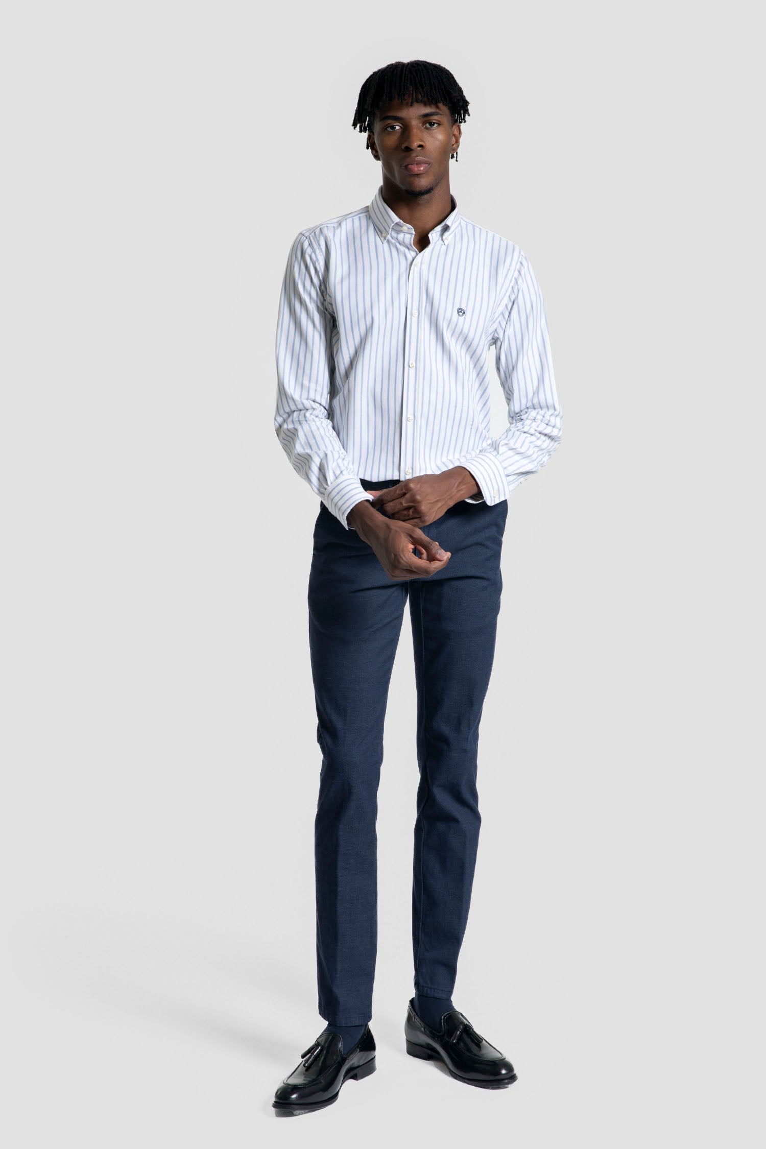 Camisa Doble raya Celeste