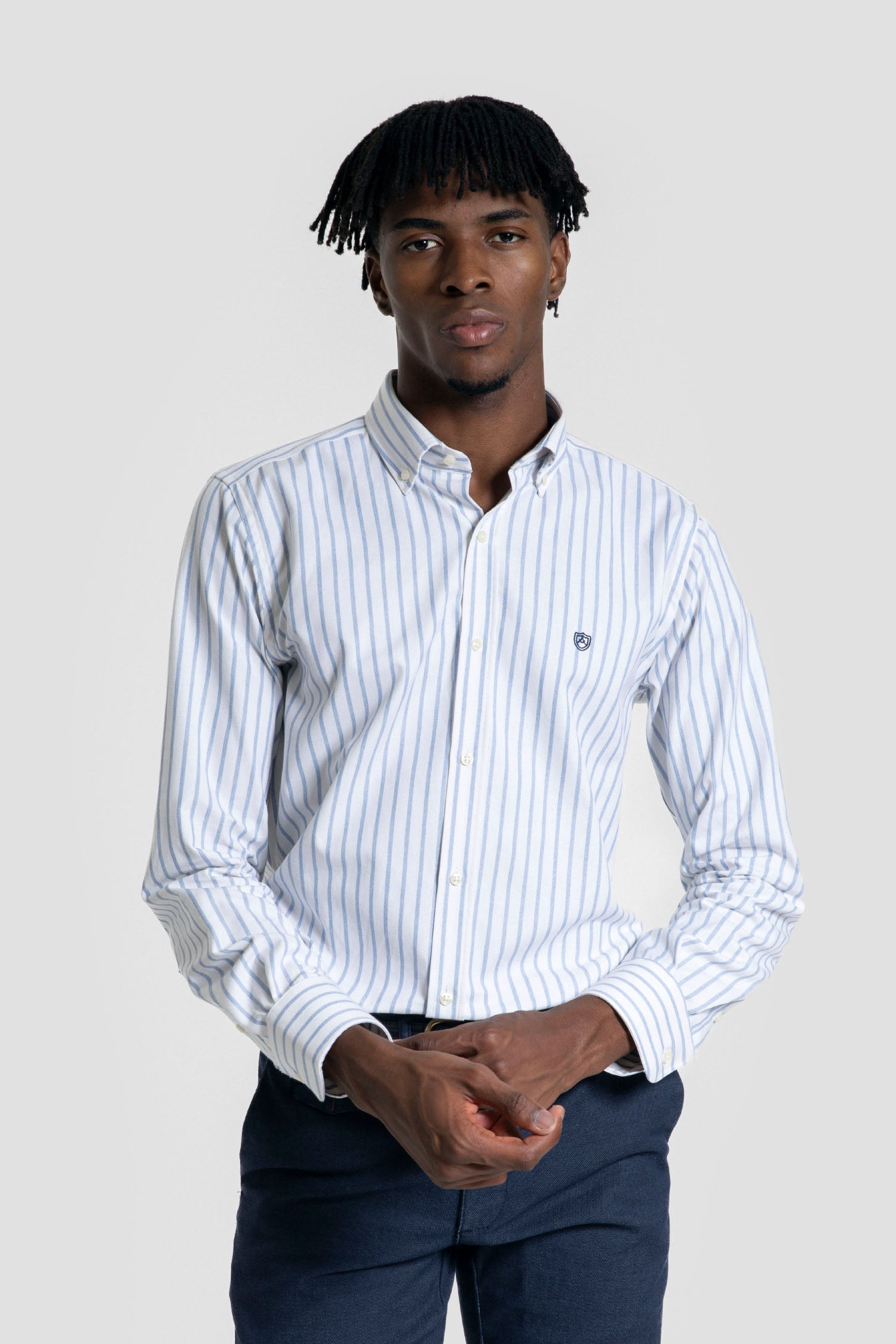 Camisa Doble raya Celeste