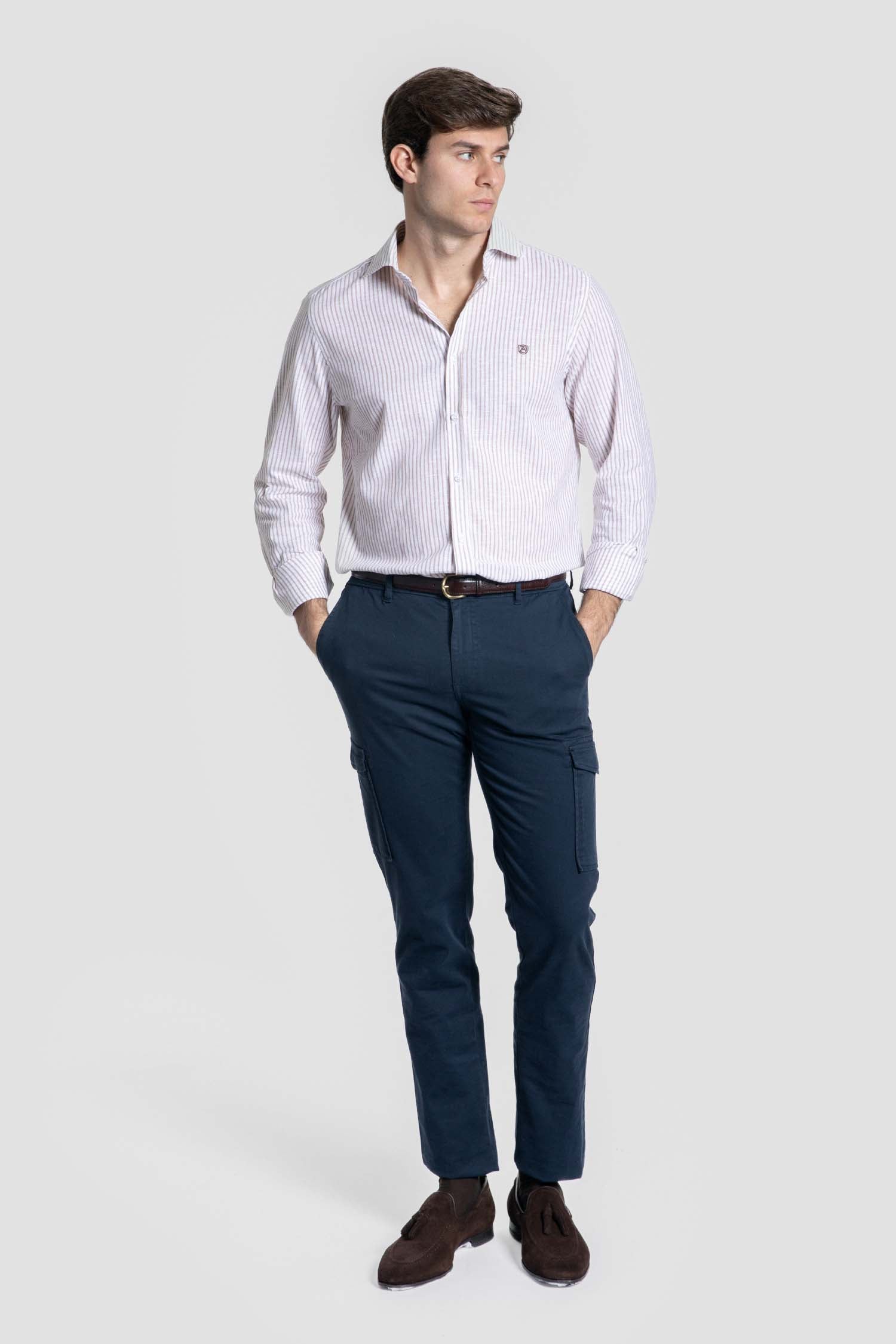 Camisa Rayas en Camel