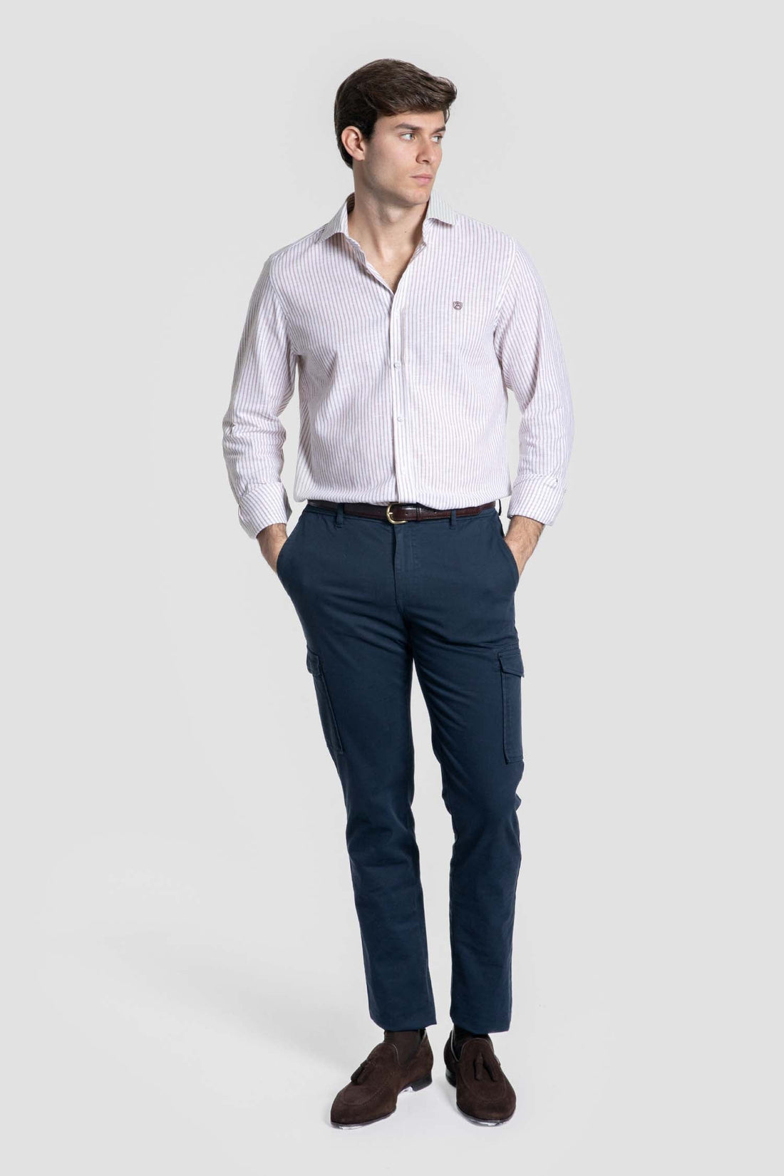 Camisa Rayas en Camel