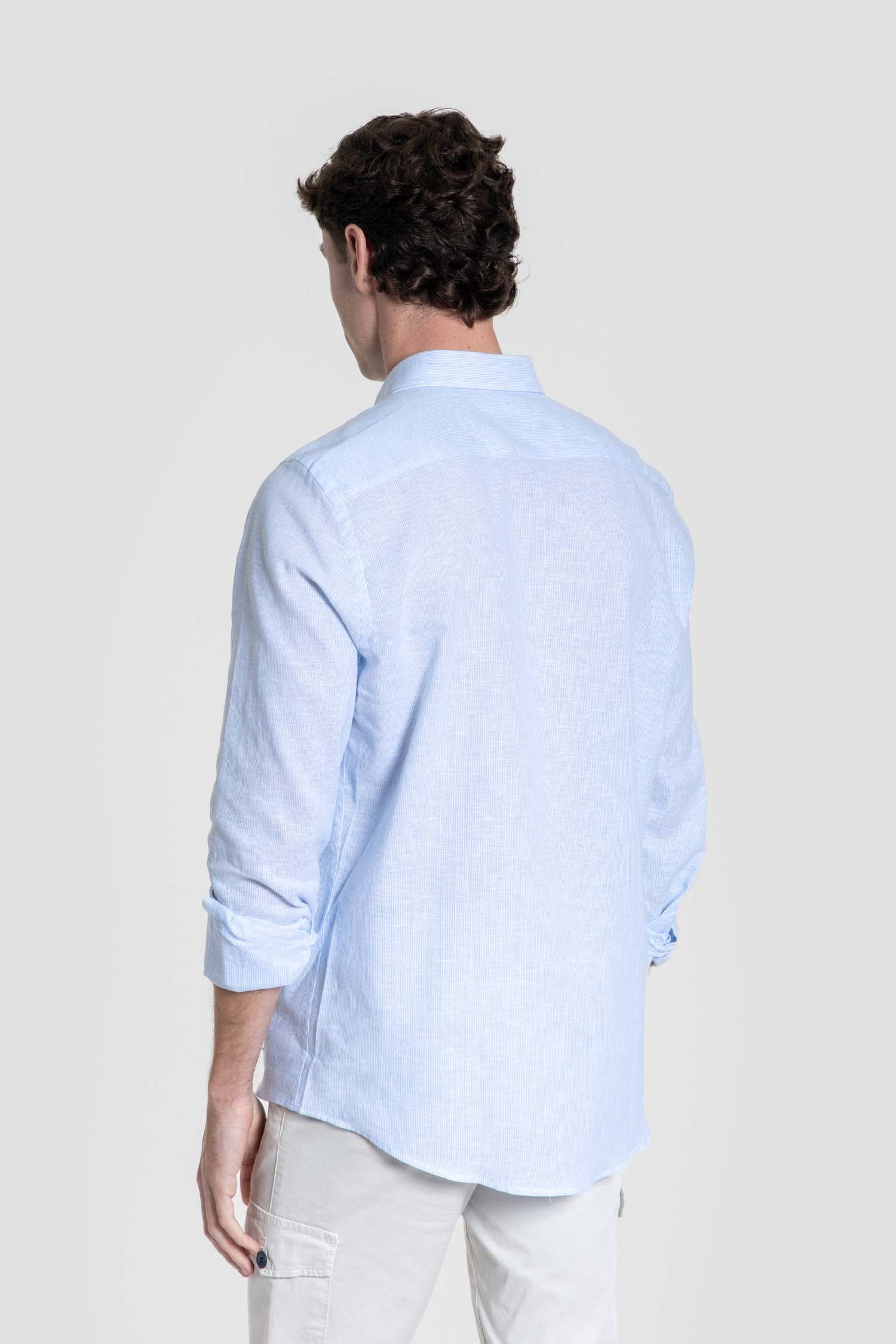 Camisa Patrón Regular Celeste