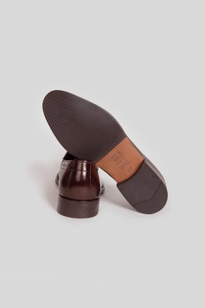 Mocasín de Vestir con Borlas Burdeos Mate