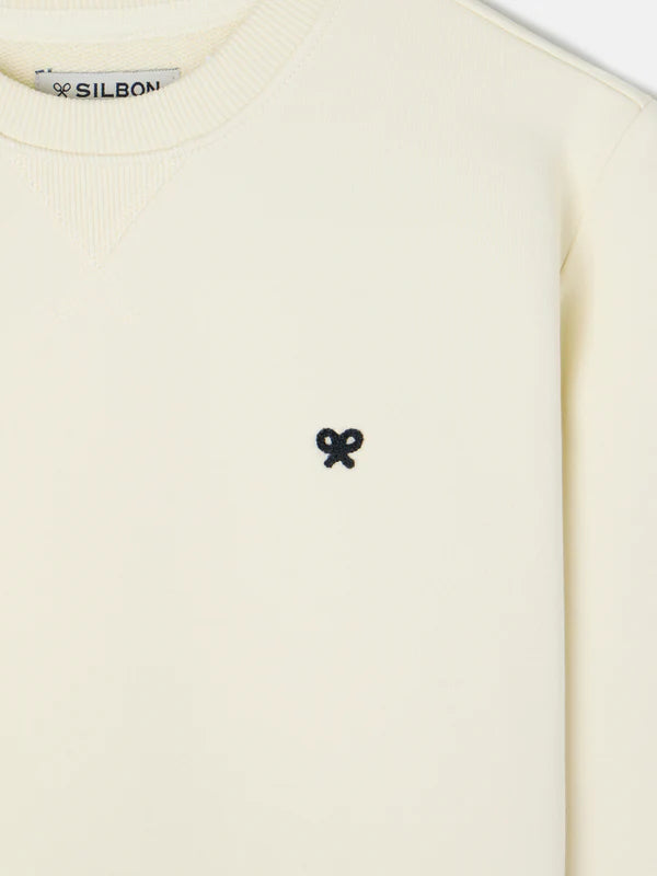 SUDADERA SILBON MINILOGO - CREMA
