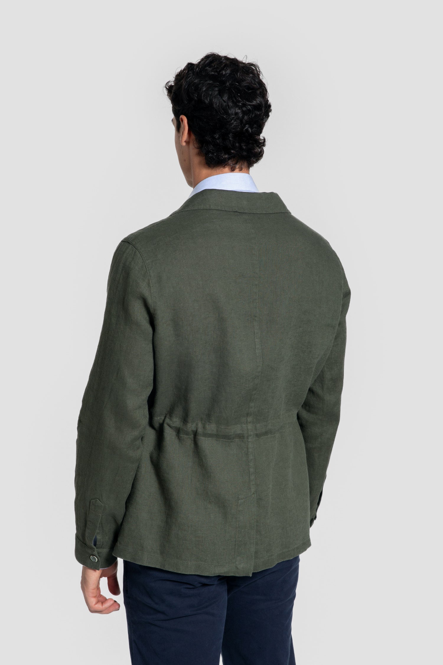Sobre-Camisa Lino Kaki Multi-bolsillos