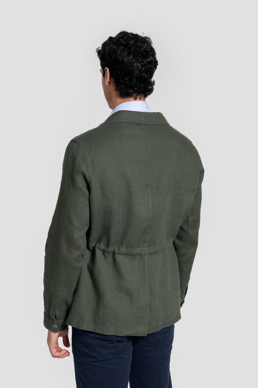Sobre-Camisa Lino Kaki Multi-bolsillos