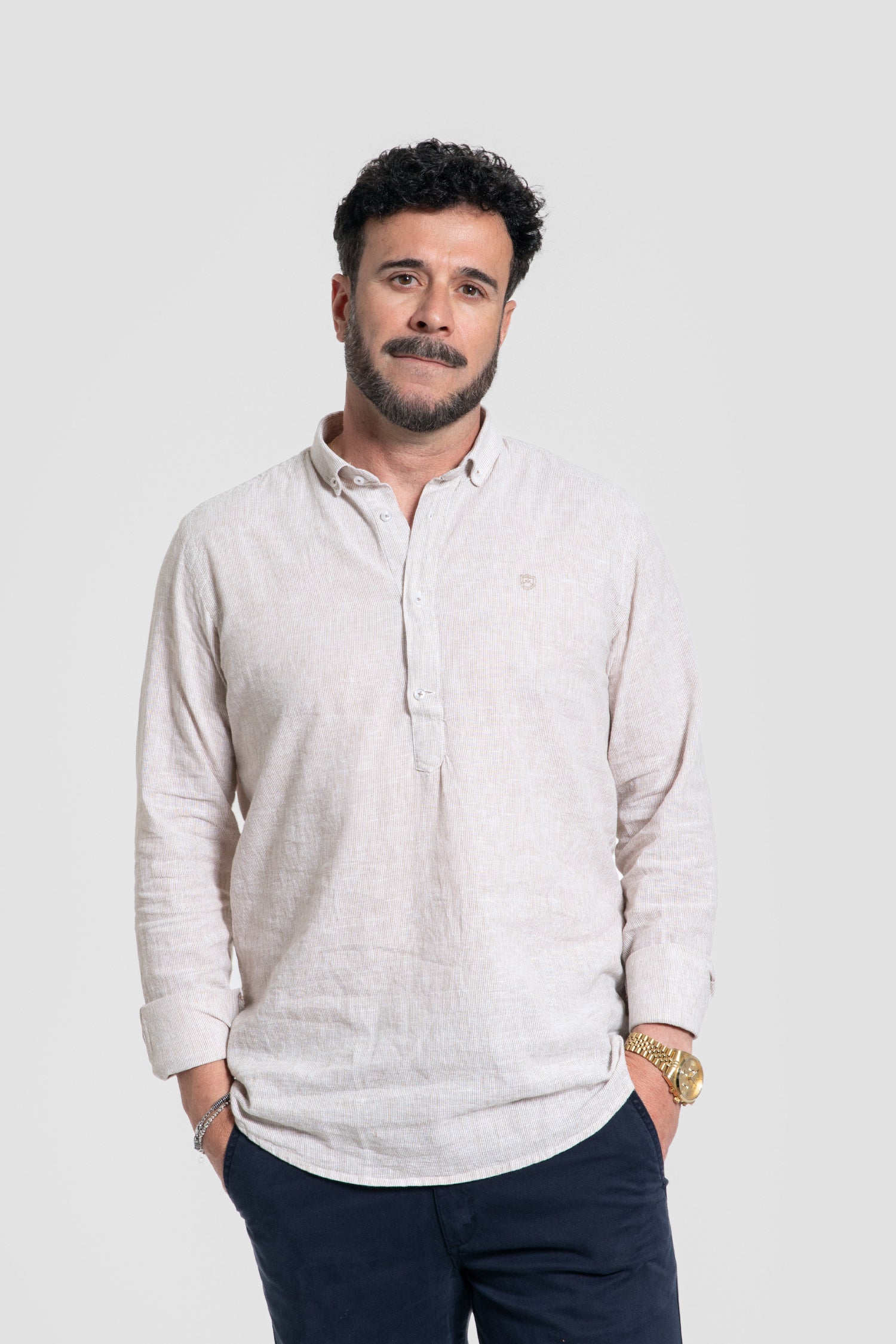 Camisa Polera Rayas Camel