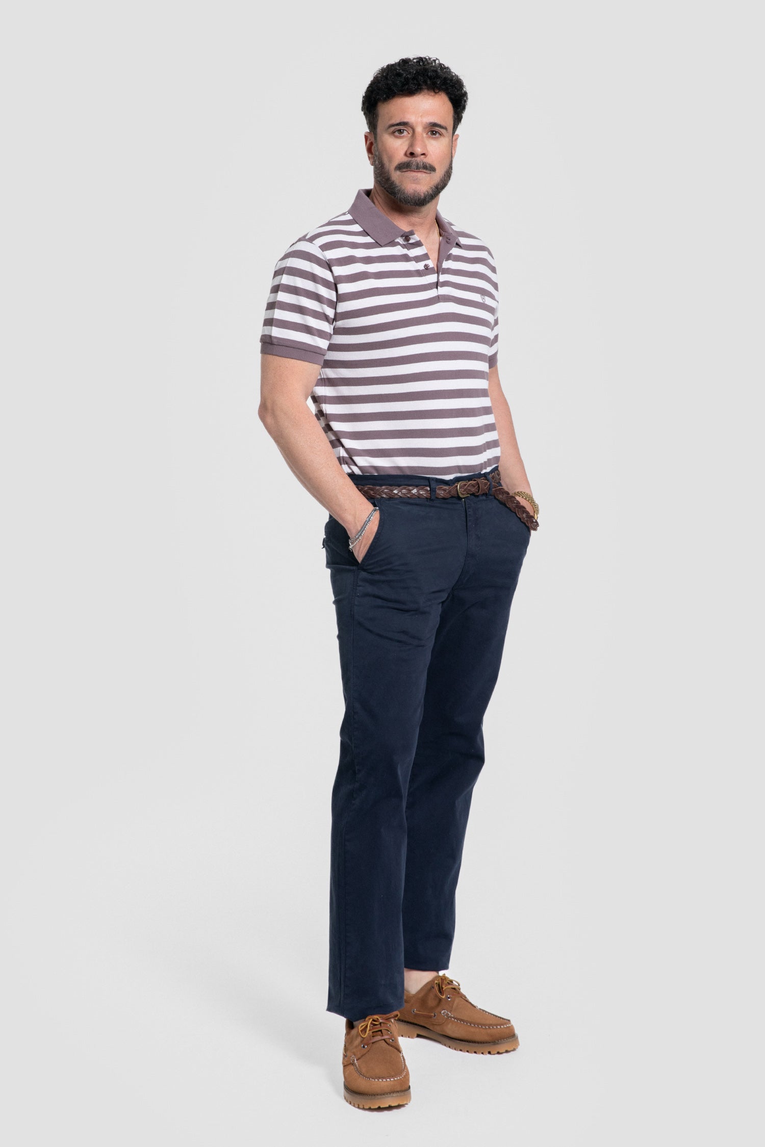 Polo Rayas Marrón