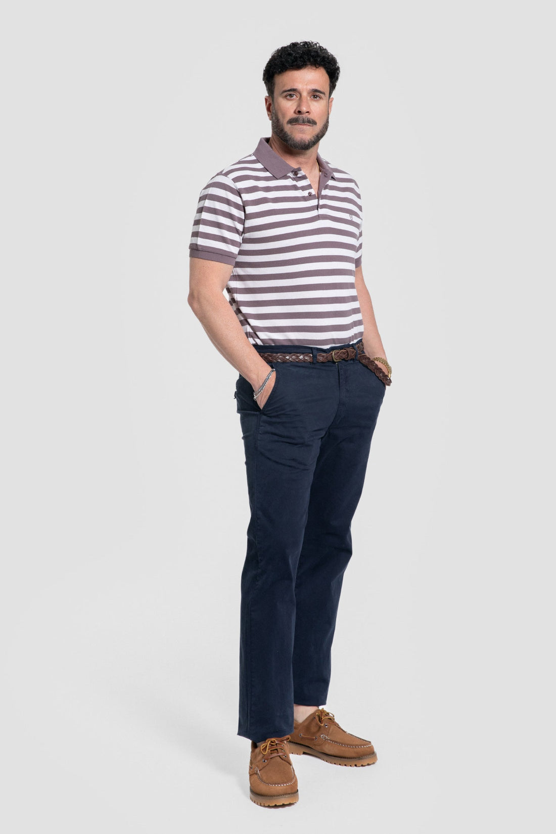 Polo Rayas Marrón