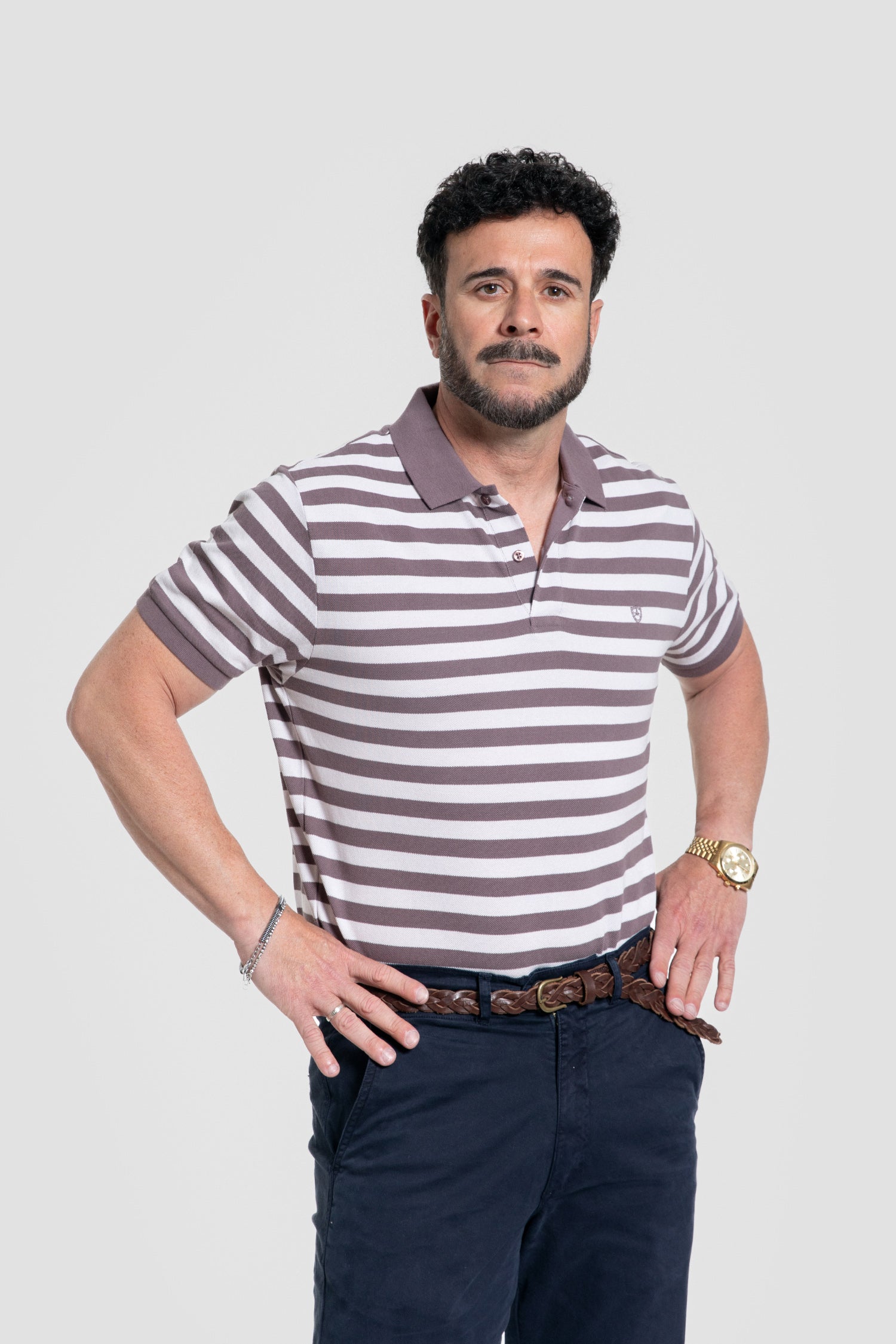 Polo Rayas Marrón