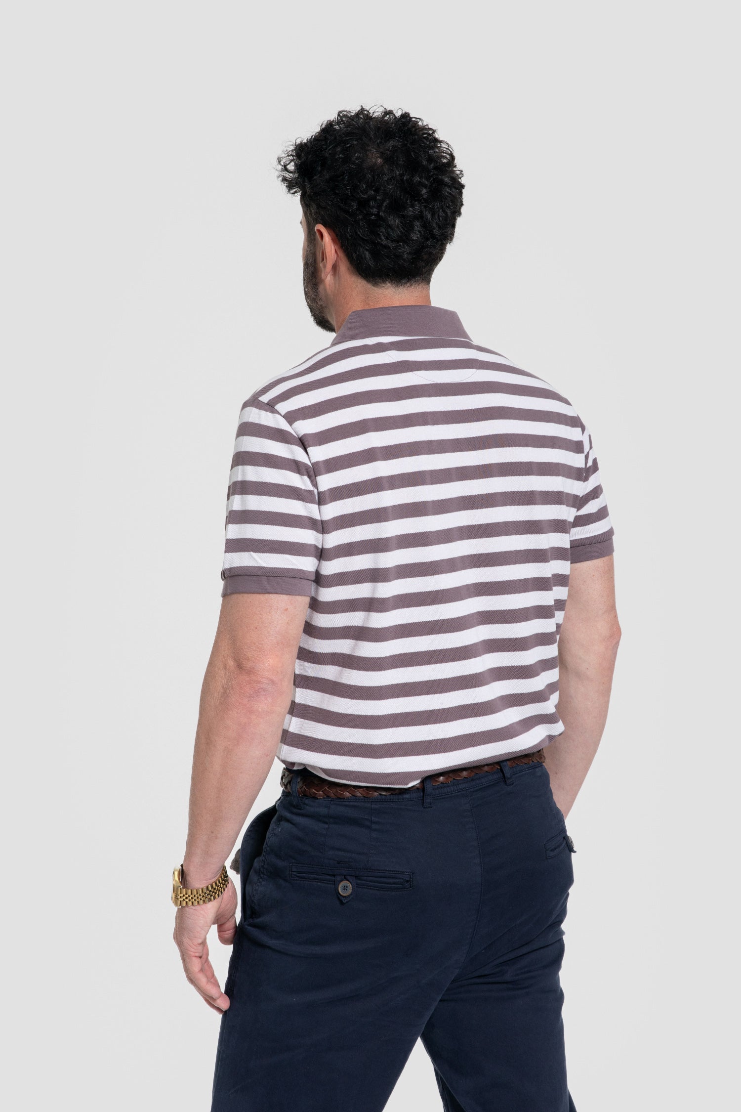Polo Rayas Marrón