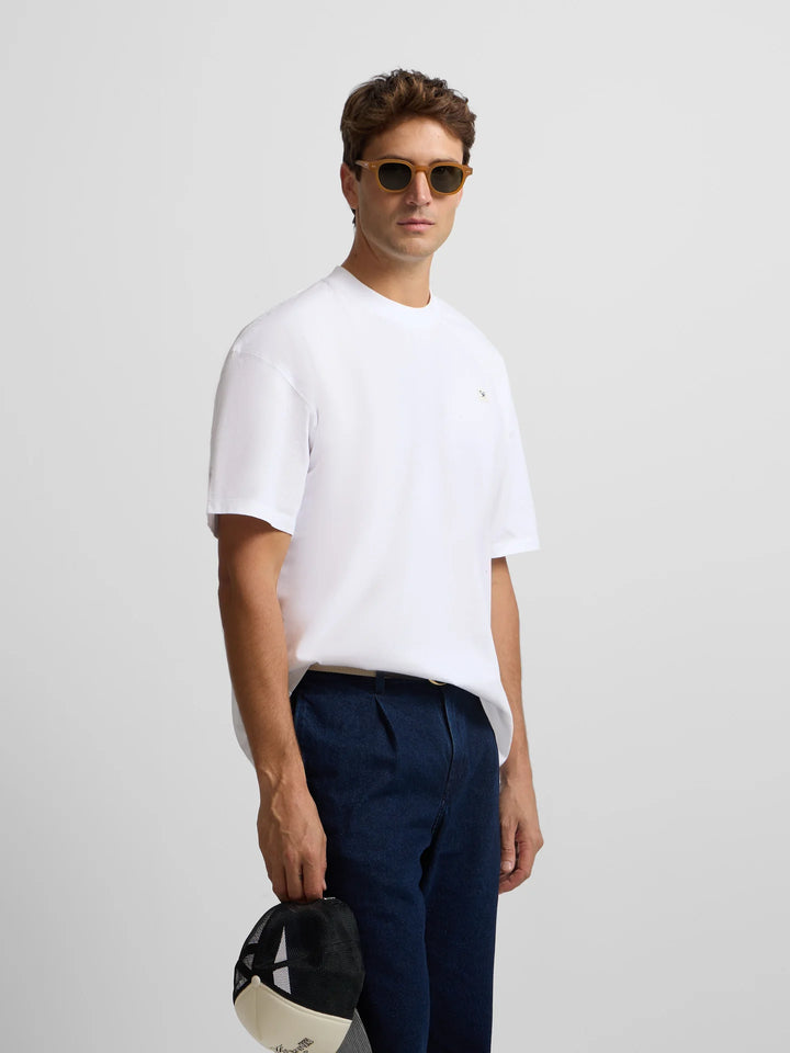 CAMISETA LISA MINILOGO PARCHE SILBON - BLANCO