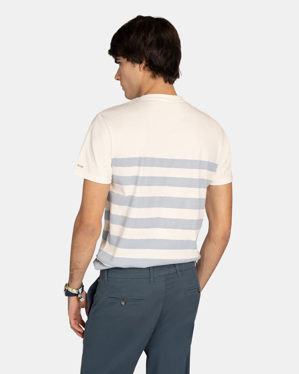 CAMISETA HARPER STRIPE POCKET - CELESTE