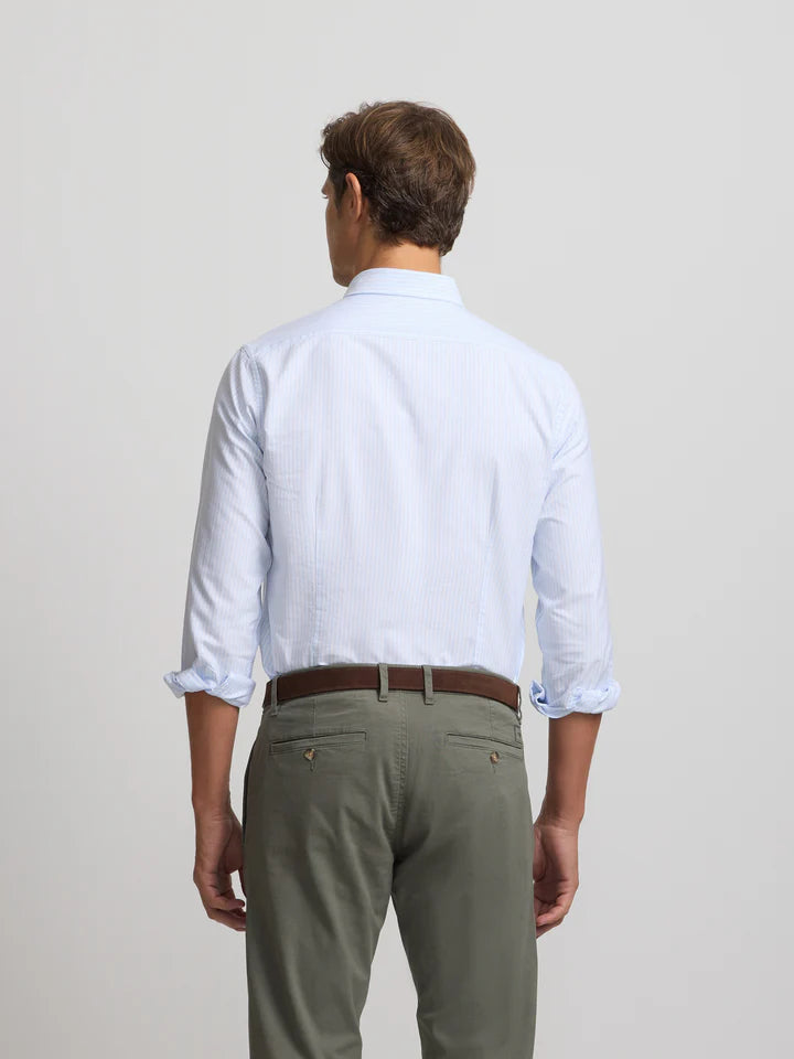 CAMISA SILBON OXFORD RAYAS - CELESTE