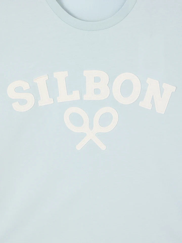 CAMISETA SILBON RAQUETA MEDIA - CELESTE