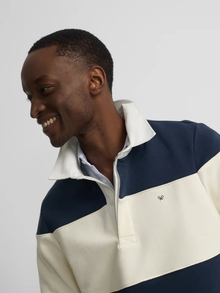 SUDADERA CUELLO POLO  RAYA SILBON - MARINO