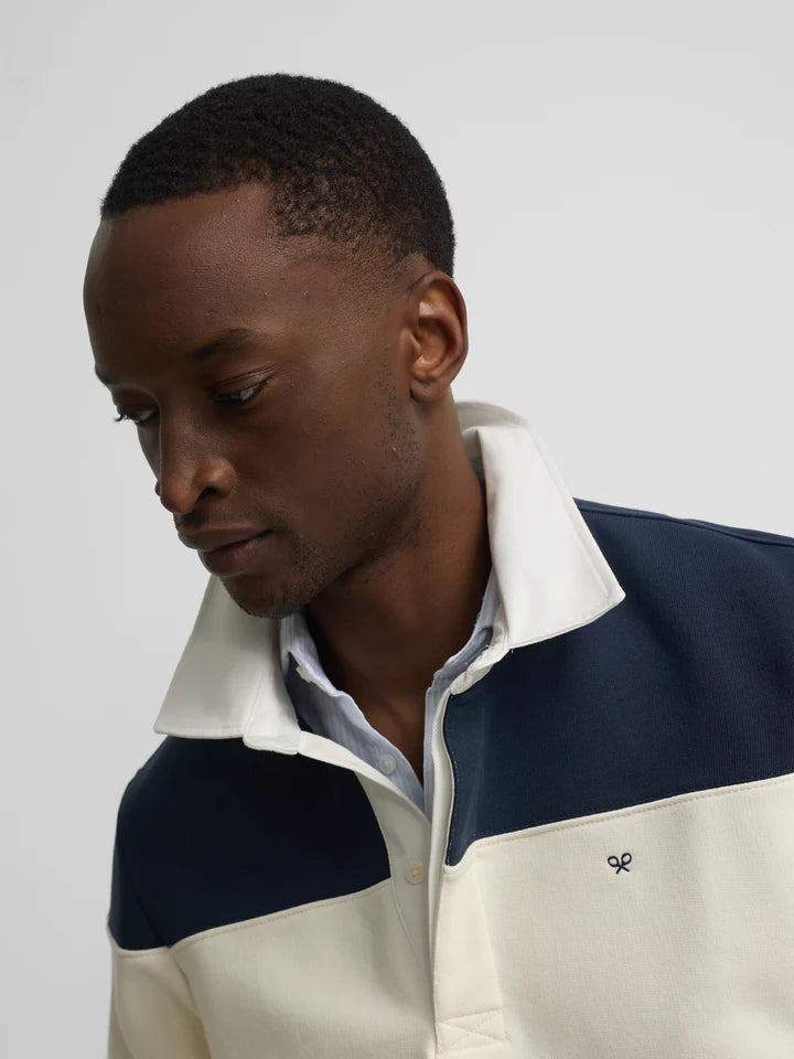 SUDADERA CUELLO POLO  RAYA SILBON - MARINO