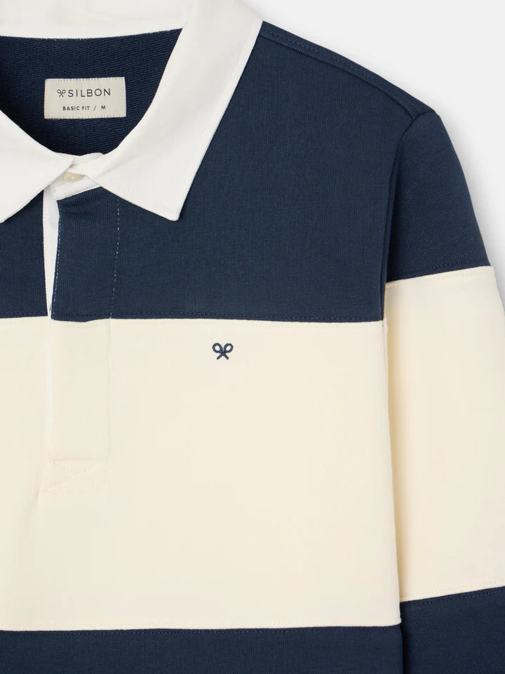 SUDADERA CUELLO POLO  RAYA SILBON - MARINO