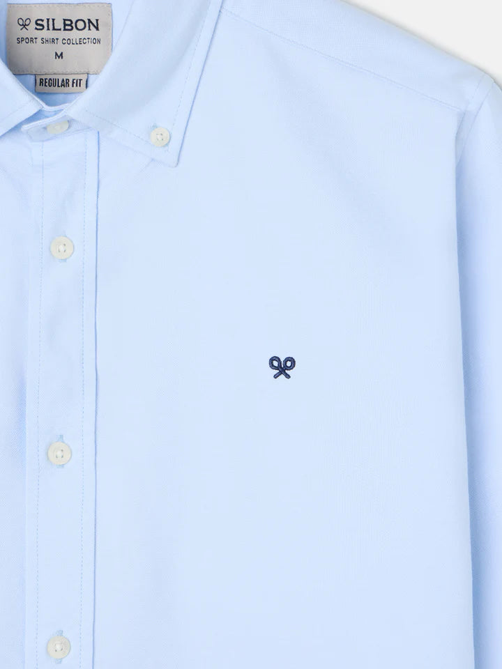 CAMISA SILBON OXFORD REGULAR - CELESTE