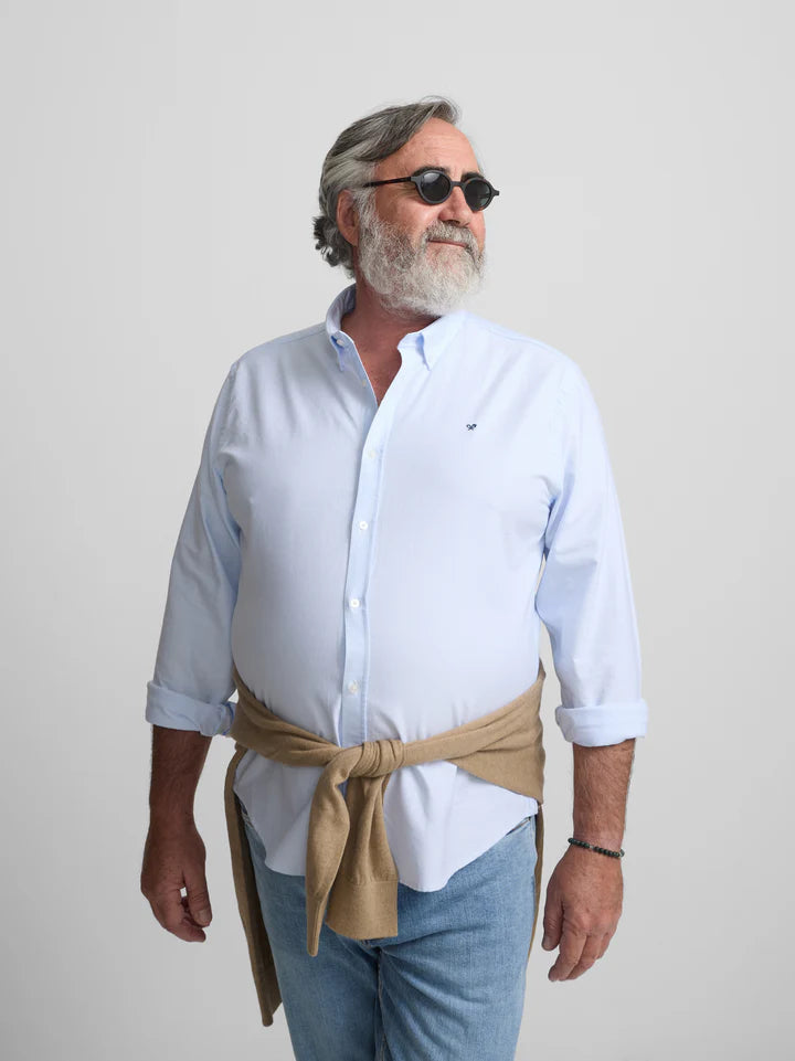 CAMISA SILBON OXFORD REGULAR - CELESTE