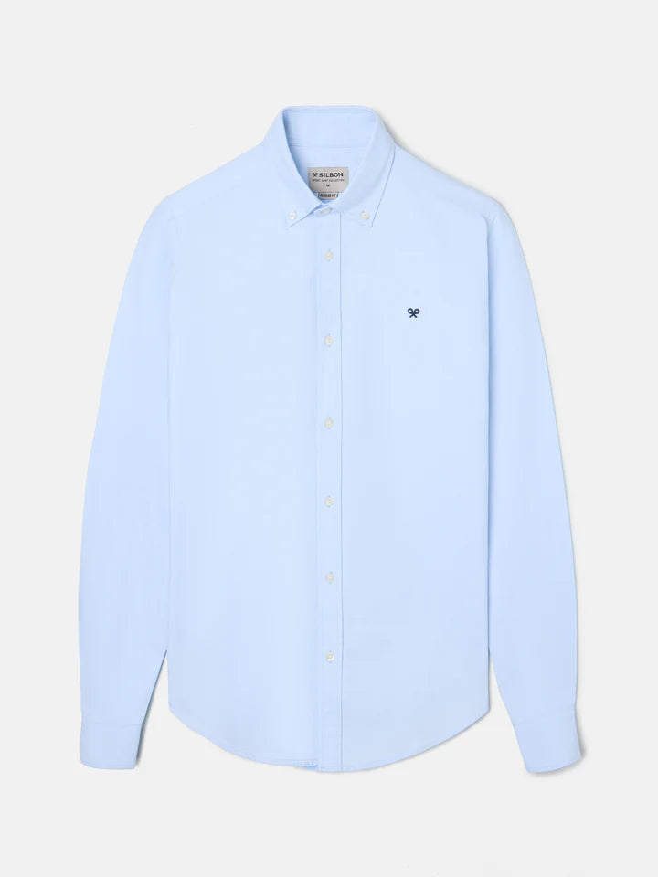 CAMISA SILBON OXFORD REGULAR - CELESTE