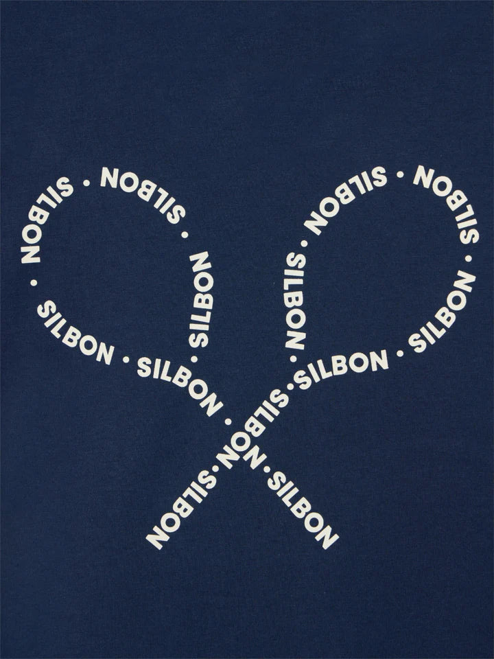 CAMISETA RAQUETAS LETTERING SILBON - MARINO