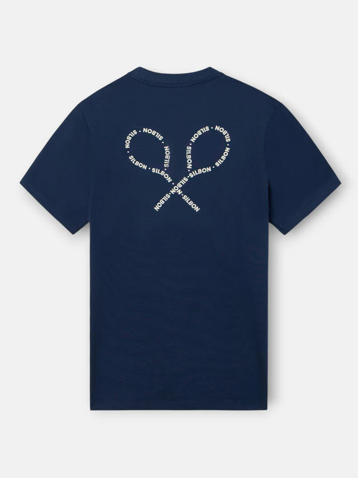 CAMISETA RAQUETAS LETTERING SILBON - MARINO