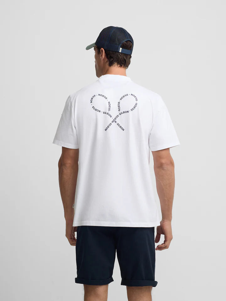 CAMISETA RAQUETAS LETTERING SILBON - BLANCO
