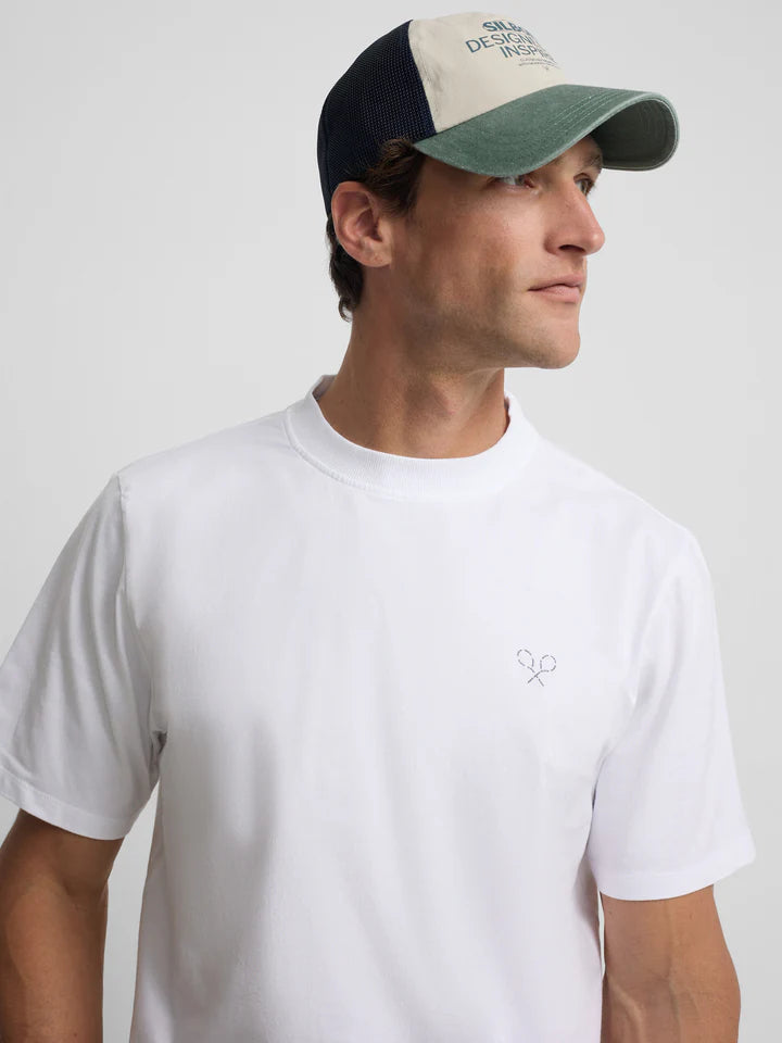 CAMISETA RAQUETAS LETTERING SILBON - BLANCO