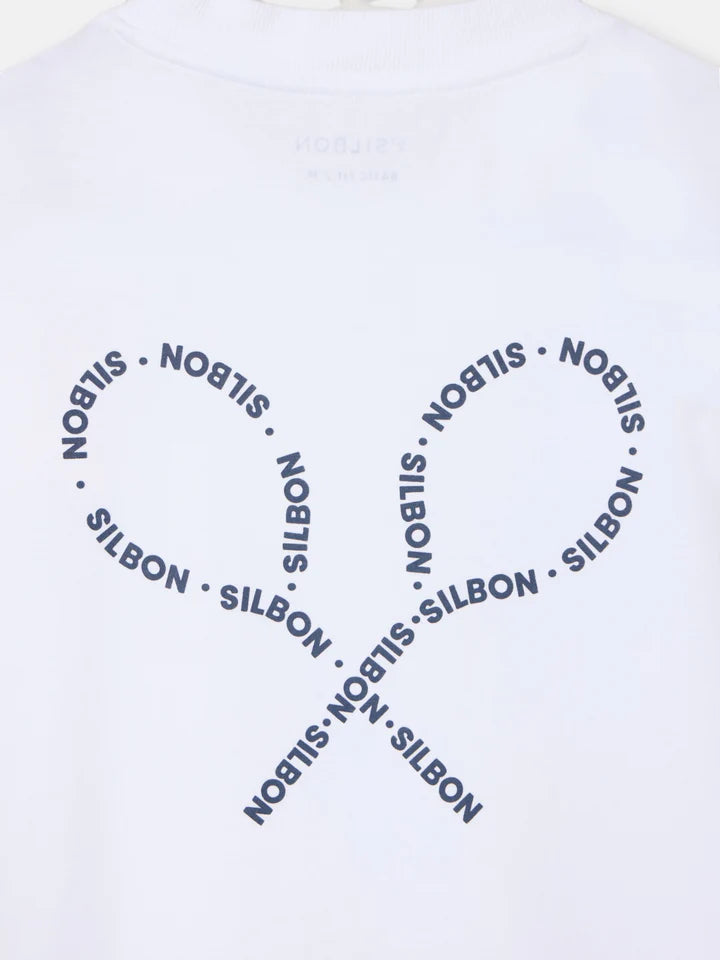 CAMISETA RAQUETAS LETTERING SILBON - BLANCO