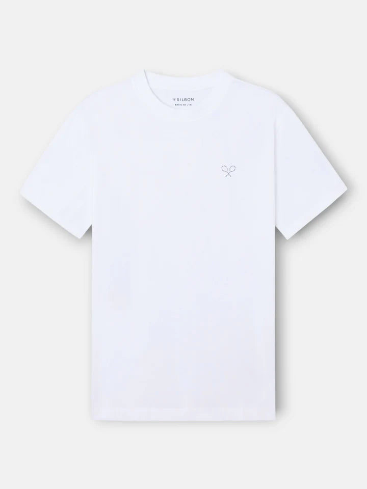 CAMISETA RAQUETAS LETTERING SILBON - BLANCO