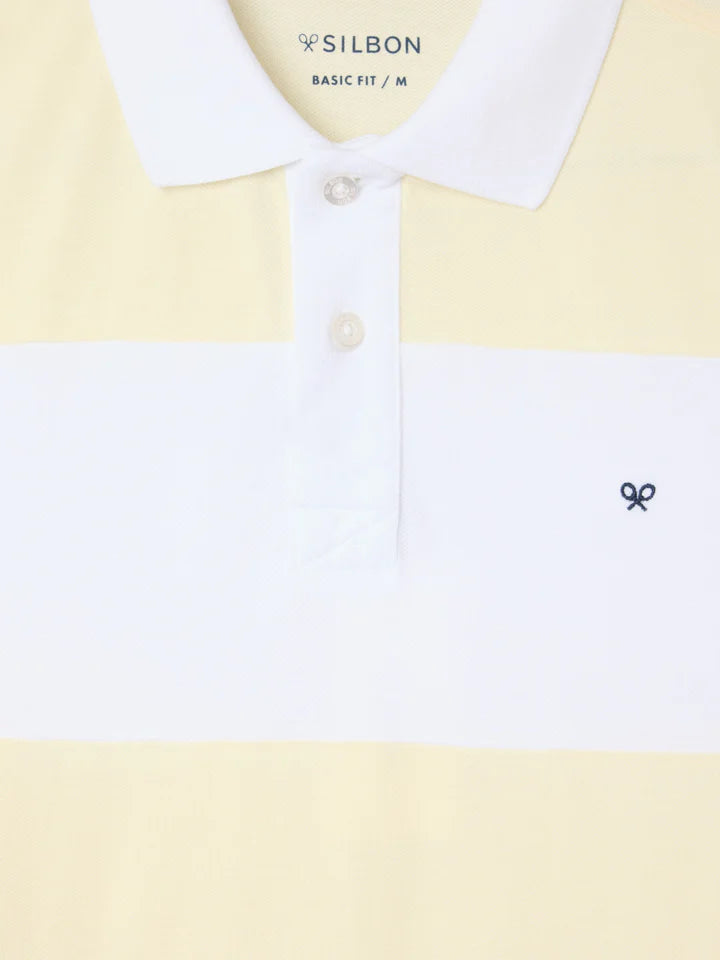 POLO MANGA CORTA RAYA SILBON - AMARILLO
