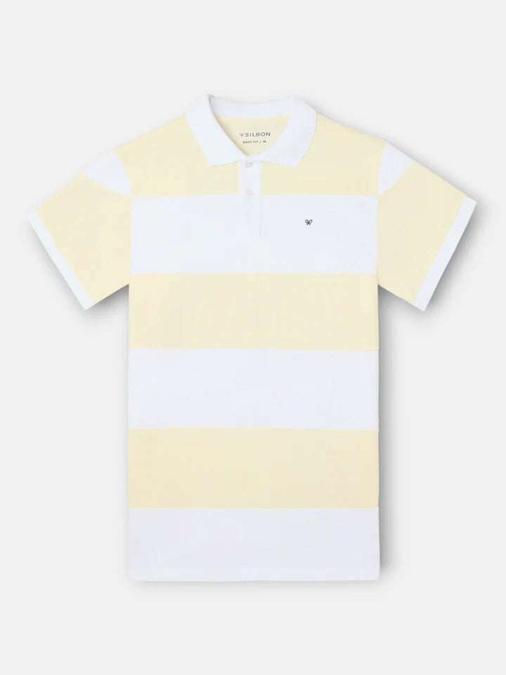 POLO MANGA CORTA RAYA SILBON - AMARILLO
