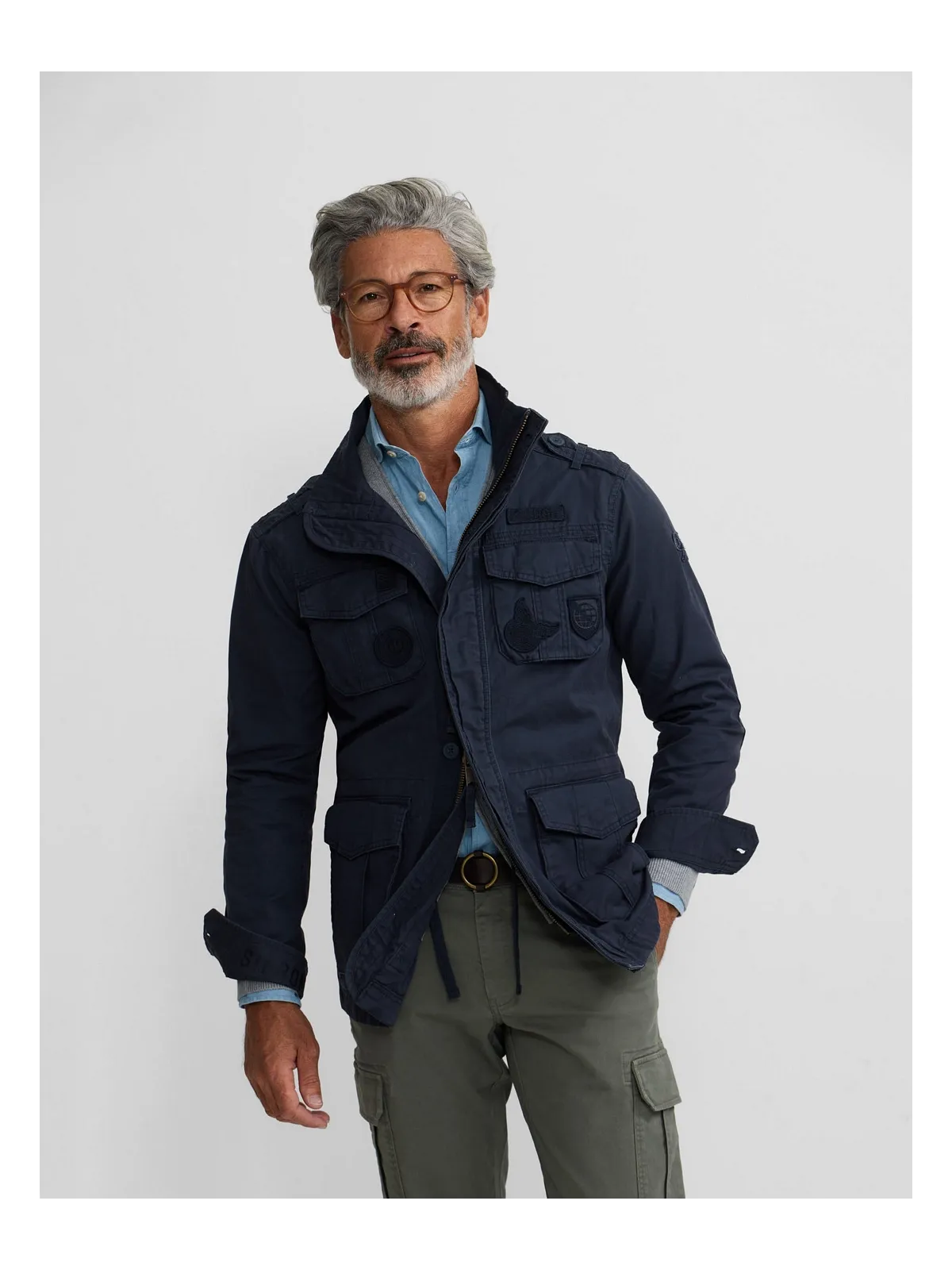 CHAQUETA SILBON MILITAR - MARINO
