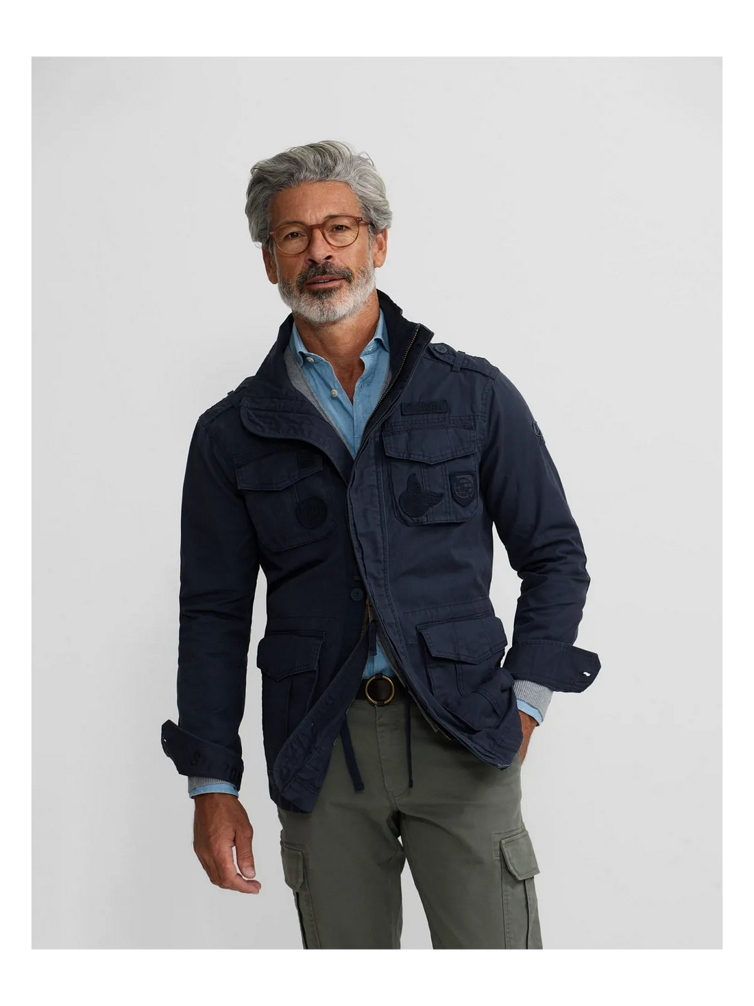 CHAQUETA SILBON MILITAR - MARINO