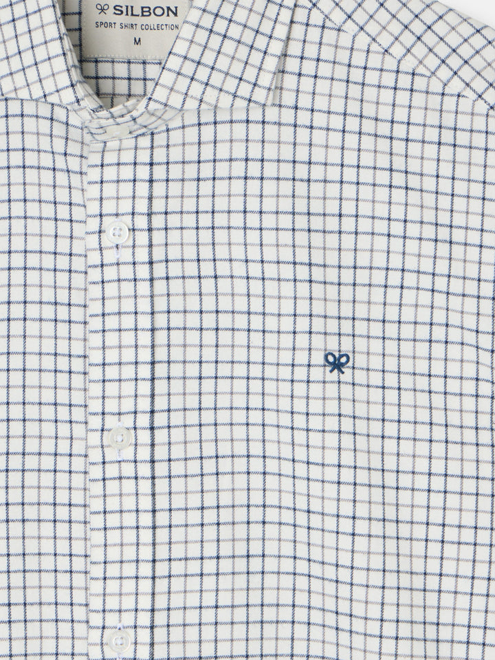 camisa silbon cuadro bicolor - MARINO
