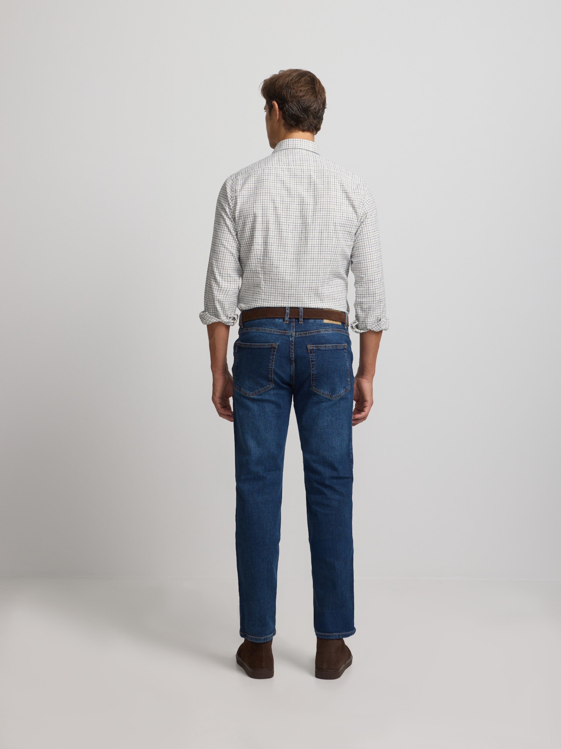 camisa silbon cuadro bicolor - MARINO