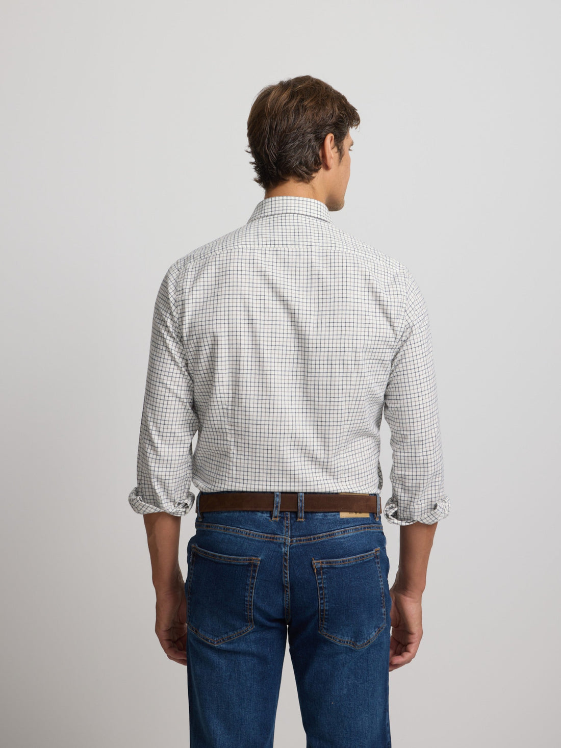 camisa silbon cuadro bicolor - MARINO