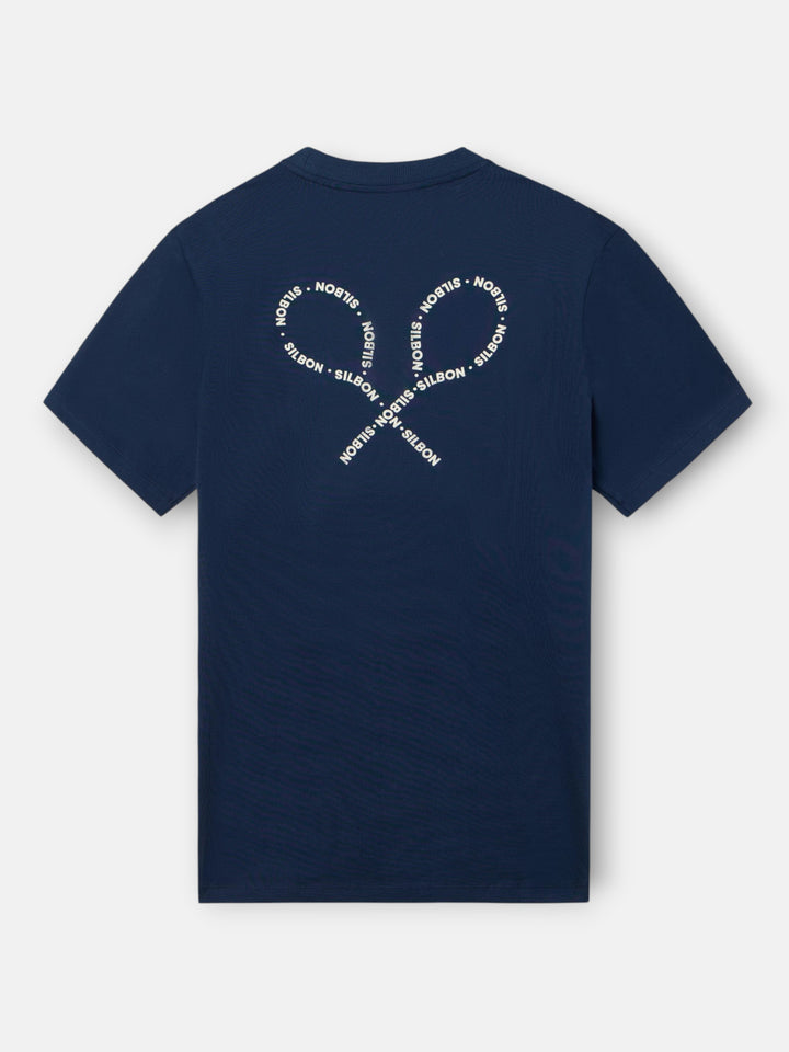 CAMISETA SILBON RAQUETAS LETTERING - MARINO