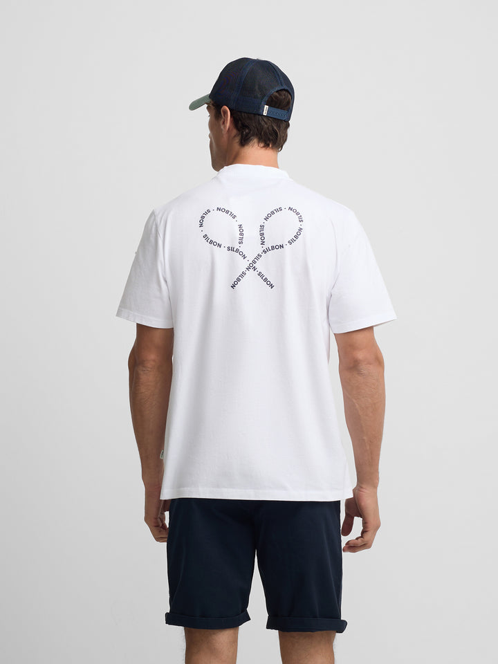 CAMISETA SILBON RAQUETAS LETTERING - BLANCO