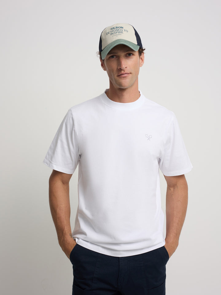 CAMISETA SILBON RAQUETAS LETTERING - BLANCO