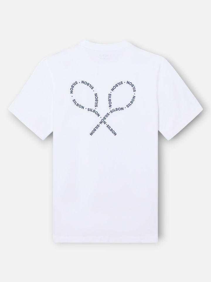 CAMISETA SILBON RAQUETAS LETTERING - BLANCO