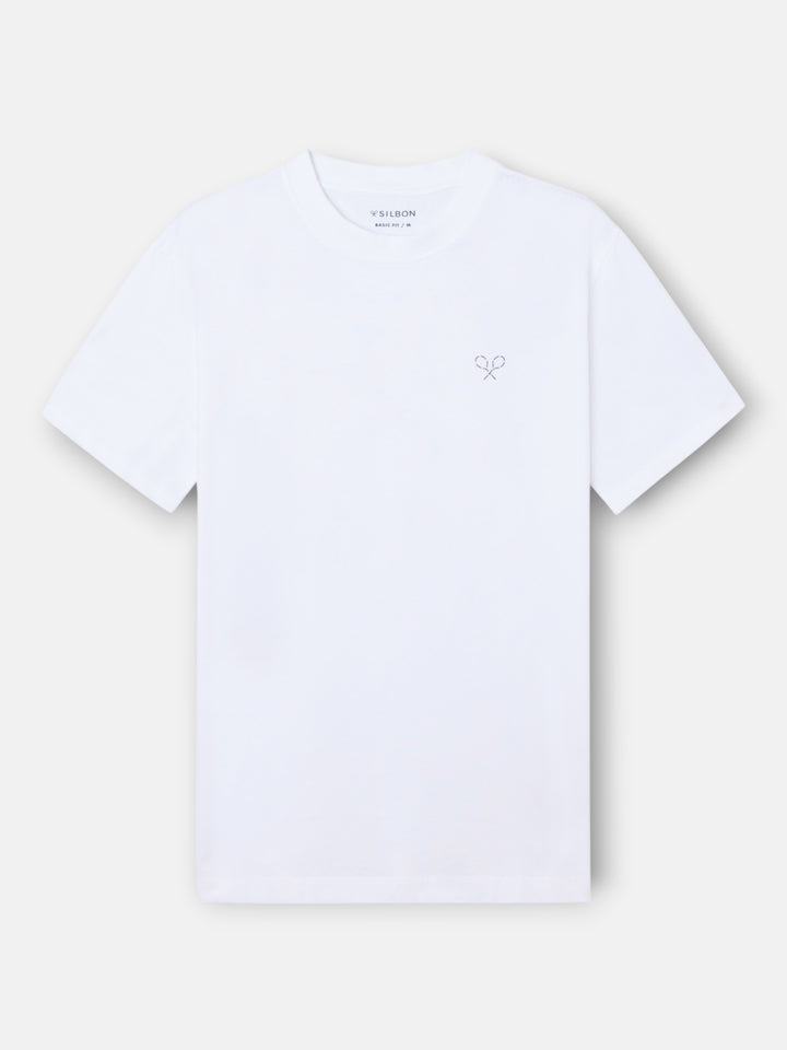 CAMISETA SILBON RAQUETAS LETTERING - BLANCO