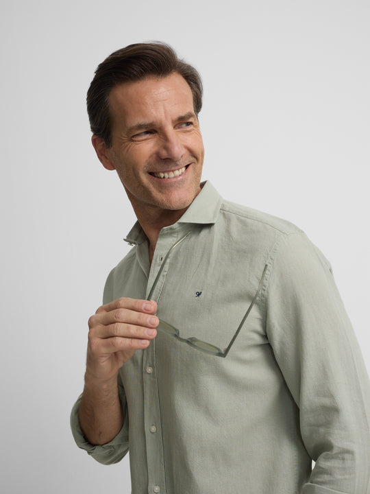 CAMISA SILBON SPORT LINO - VERDE MEDIO